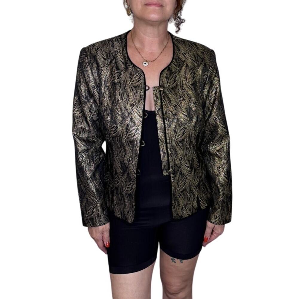 Designer Blazer by Che Studio, Gold Bronze/Black, Sz 14